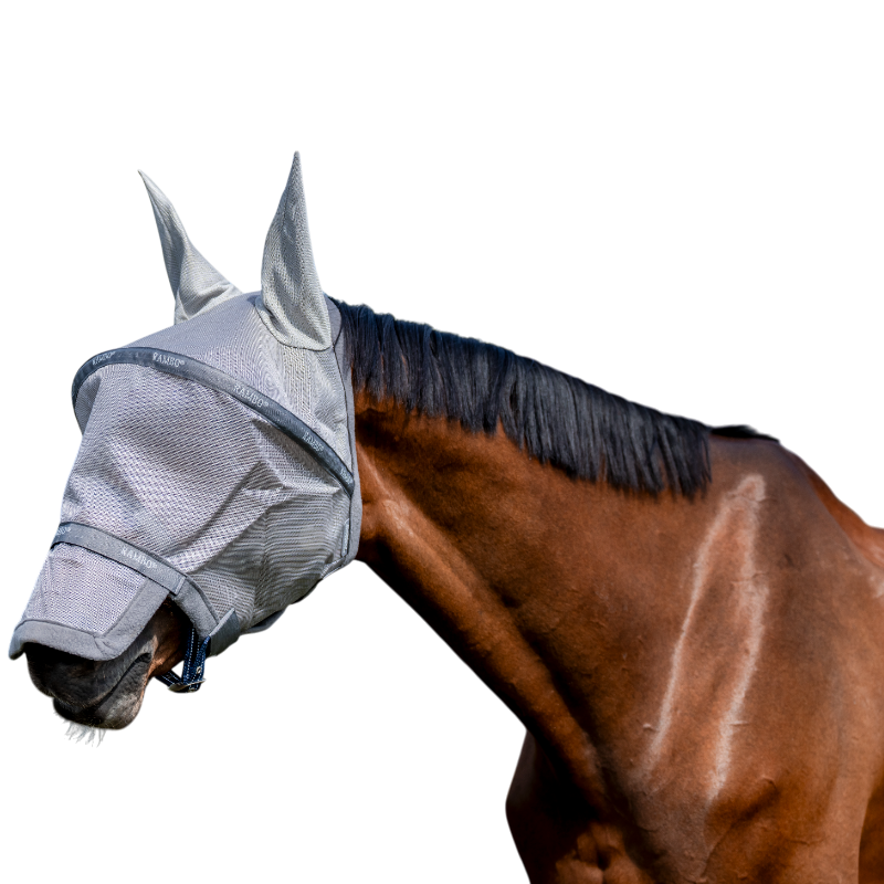 Horseware Rambo Flymask Plus fluemaske med bøjle Horseware Rambo Flymask Plus fluemaske med bøjle