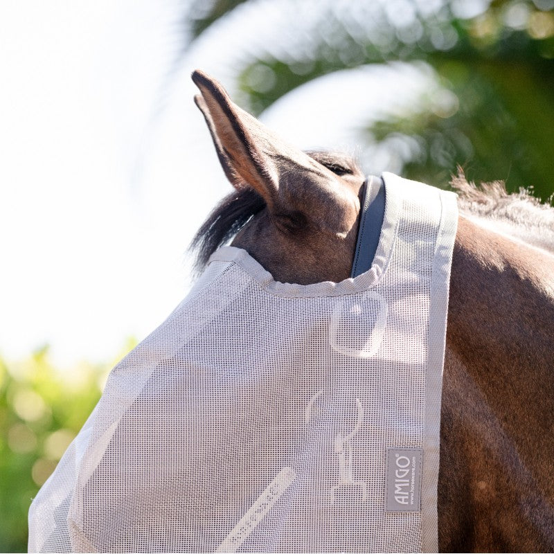 Horseware - Masque anti-mouches sans oreilles Amigo Flymask argent/ titanium grey | - Ohlala