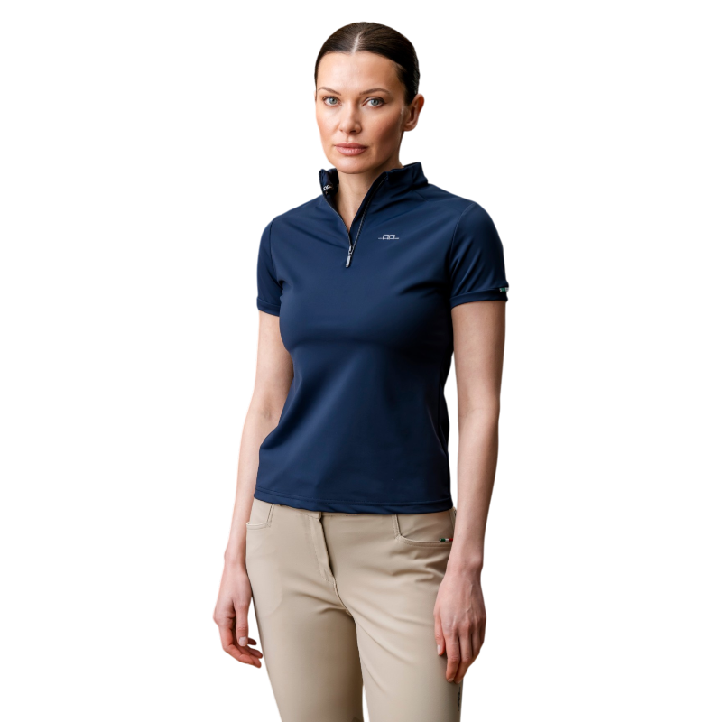 Horseware - Baselayer manches courtes femme Gia Tech Quarter Zip core marine | - Ohlala