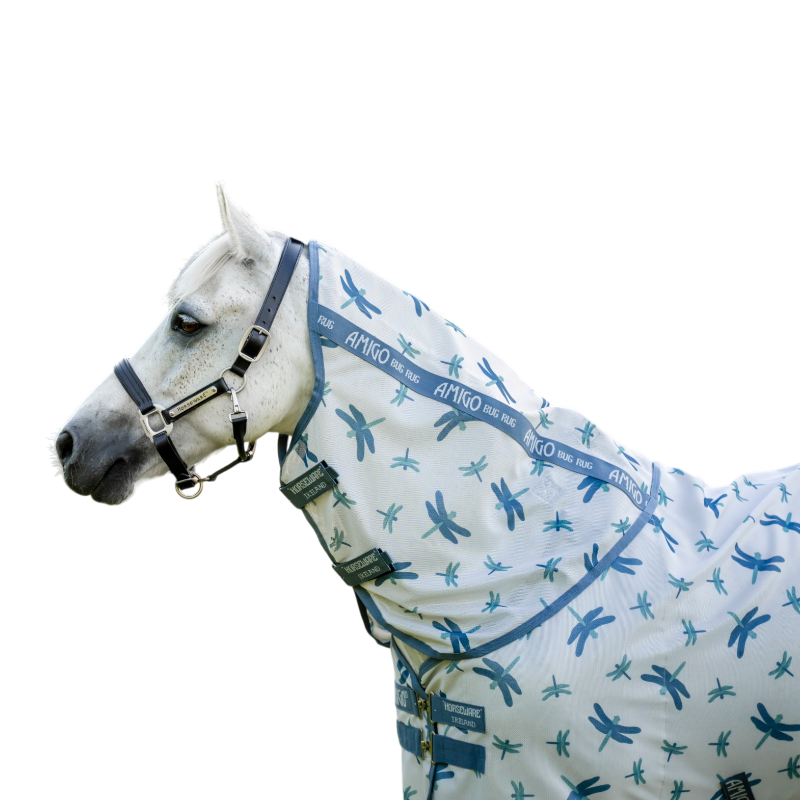 Horseware - Vliegendeken Amigo Bug Rug Plus Pony dragonfly print/ zilver/ blauw/ salie | - Ohlala