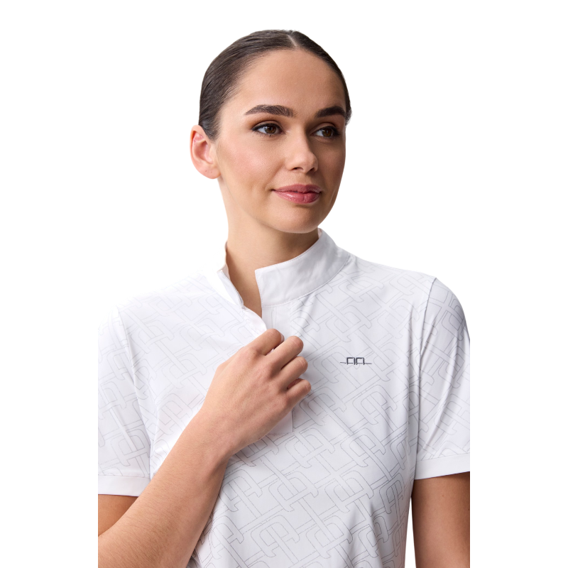 Horseware - Polo de concours manches courtes femme Alcina white/ argentprint | - Ohlala