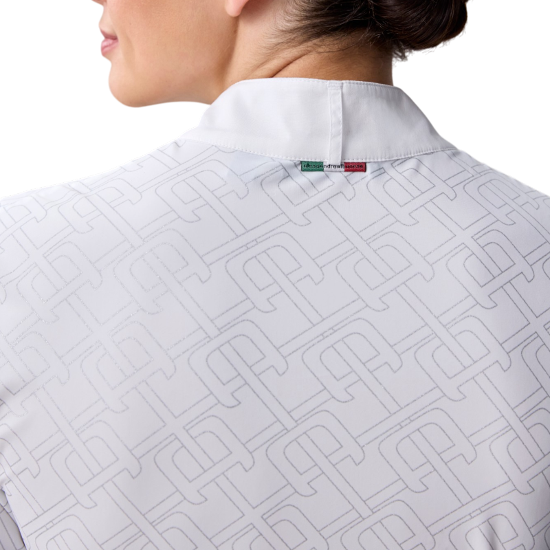 Horseware - Polo de concours manches courtes femme Alcina white/ argentprint | - Ohlala