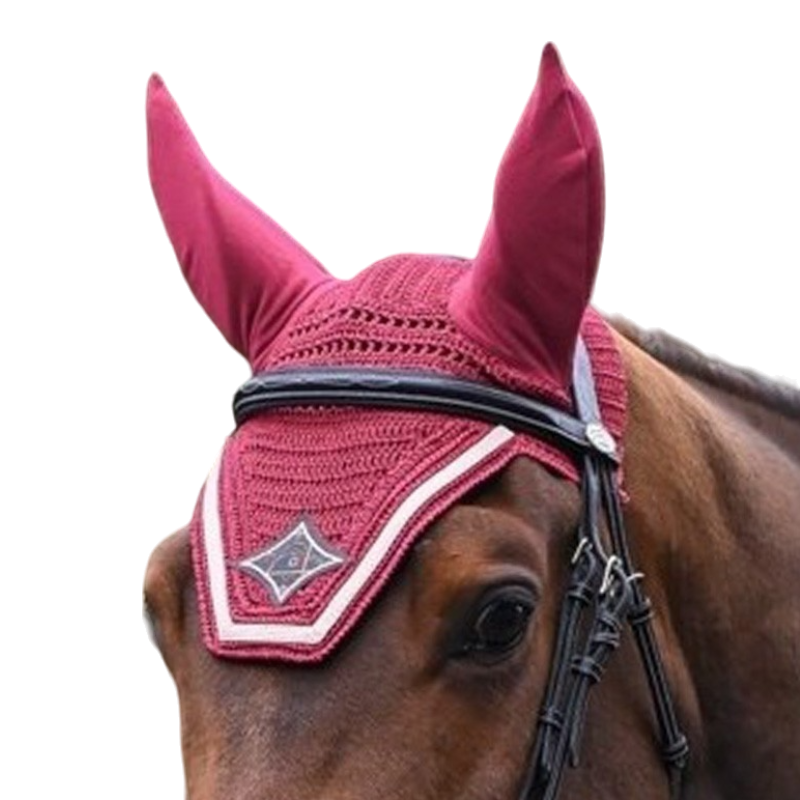 Jump'In - Bonnet chevaux Écusson bordeaux et champagne | - Ohlala