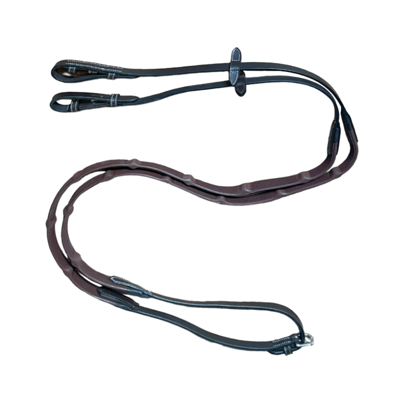 Jump'In - Rênes en caoutchouc avec 7 stoppers 1/2 collection One noisette | - Ohlala