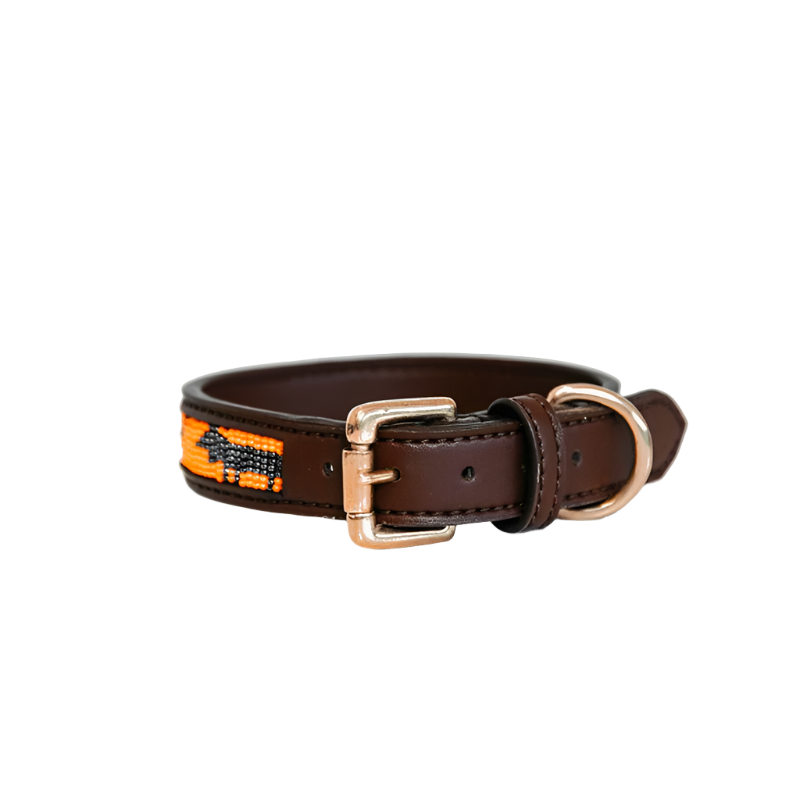Kentucky Dogwear - Collier pour chiens perles faites main orange/noir | - Ohlala
