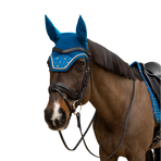 Kentucky Horsewear - Bonnet pour chevaux Wellington Velvet anti-mouches imprimé cheval marine