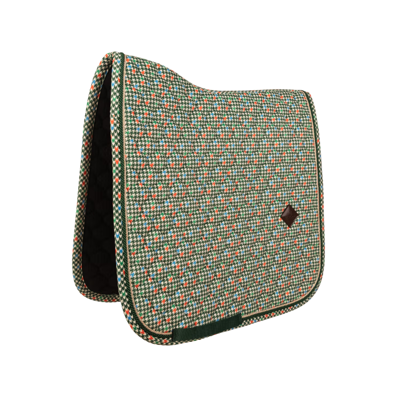 Kentucky Horsewear - Tapis de dressage Velvet pied-de-poule dark green/ colourful