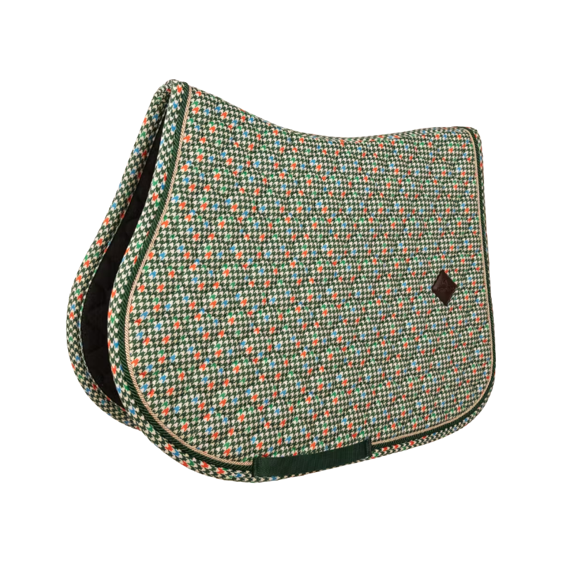Kentucky Horsewear - Tapis de selle Velvet pied-de-poule dark green/ colourful