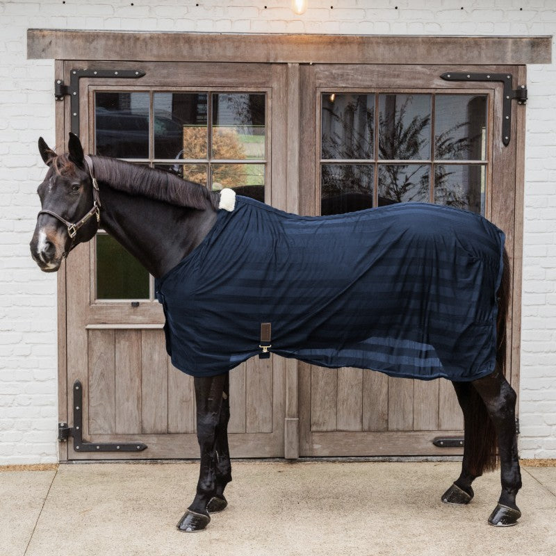 Kentucky Horsewear - Couverture anti-mouches légère rayée marine | - Ohlala