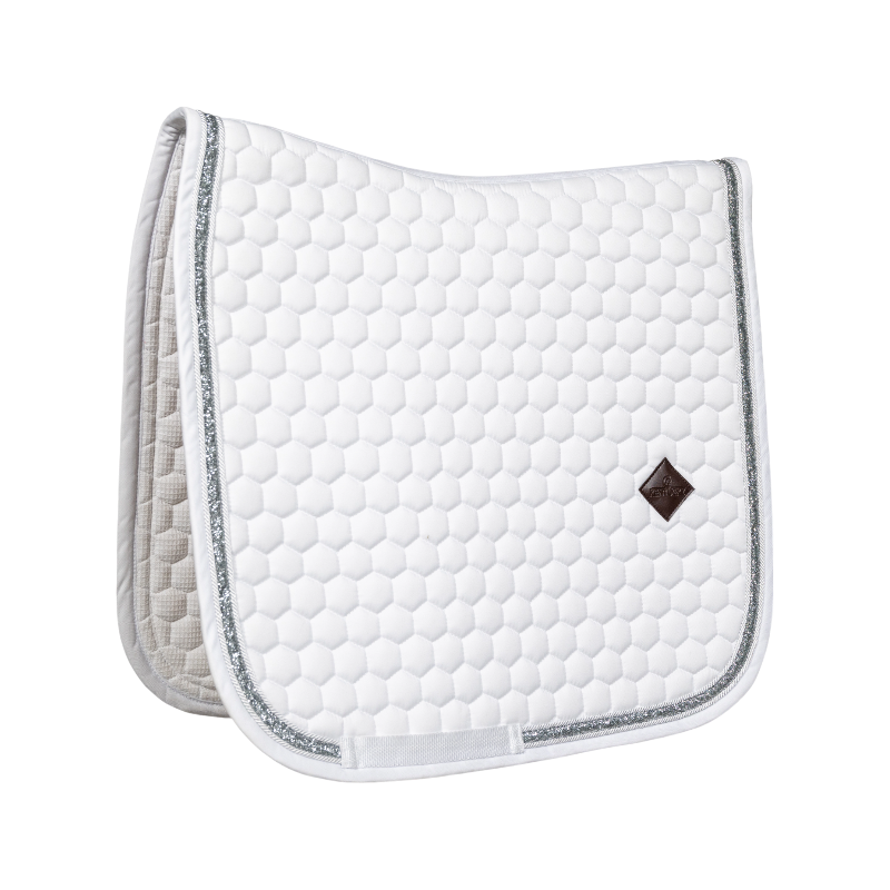 Kentucky Horsewear - Tapis de dressage Glitter Band blanc/ argent