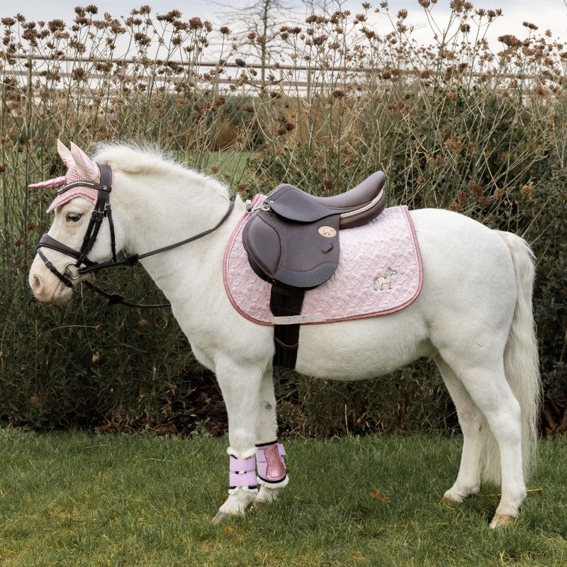 Kentucky Horsewear - Tapis de selle tête de licorne paillettes rose tendre | - Ohlala