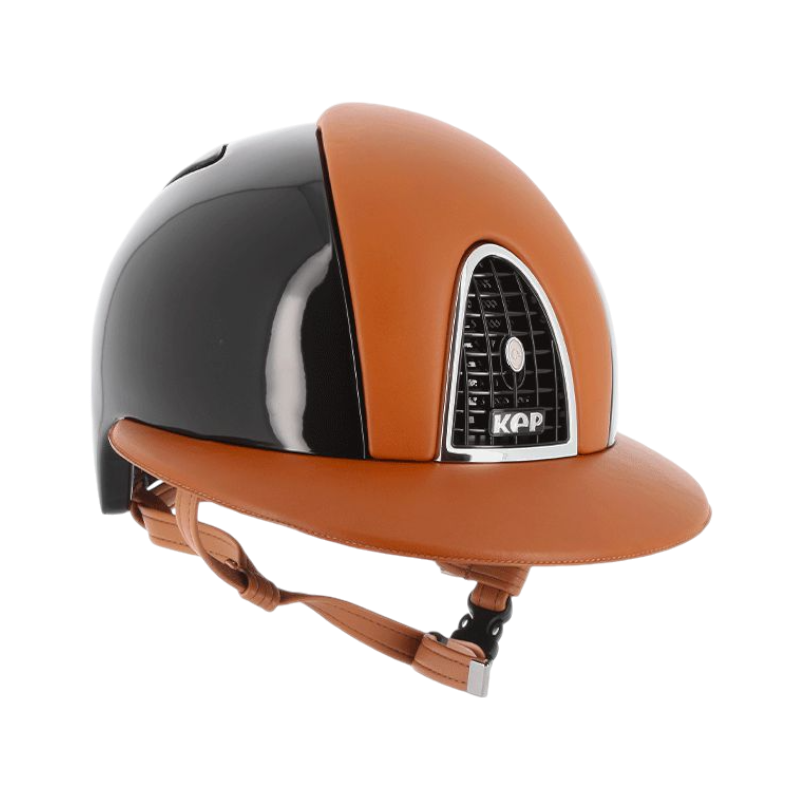 KEP - Casque personnalisé Cromo Polish Black Leather Cognac Visière Polo | - Ohlala