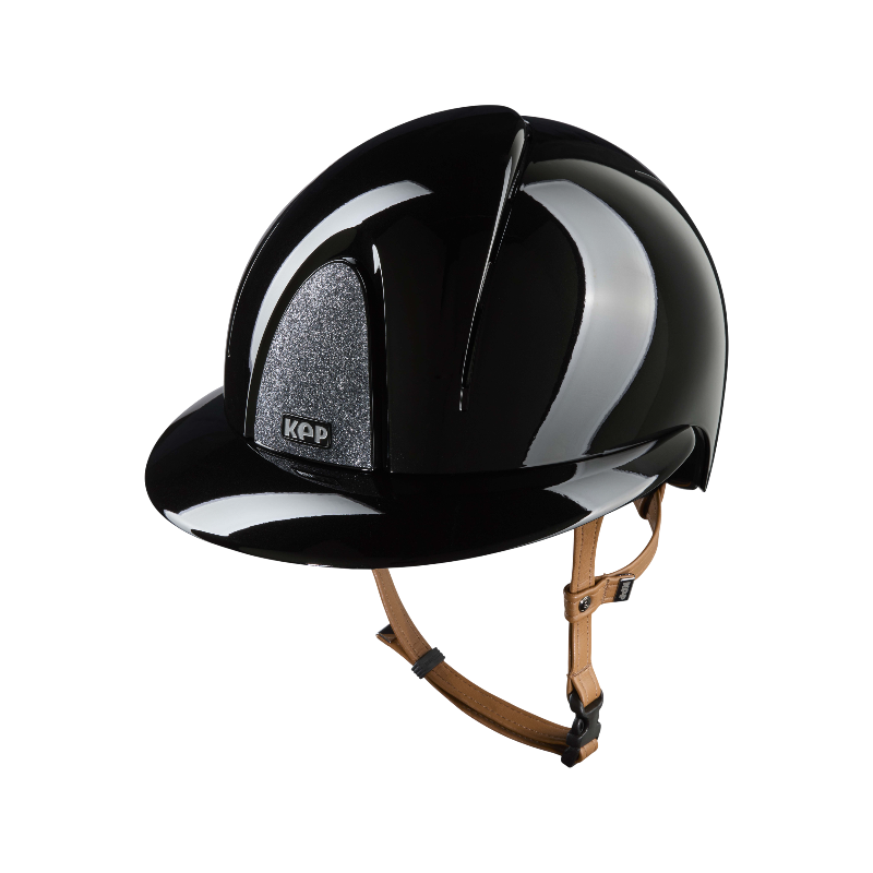 KEP - Casque d'équitation Smart Nova Metal Polish black Star silver visière polo jugulaire beige | - Ohlala