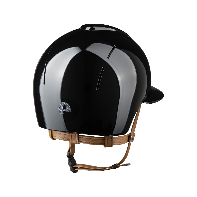 KEP - Casque d'équitation Smart Nova Metal Polish black Star silver visière polo jugulaire beige | - Ohlala