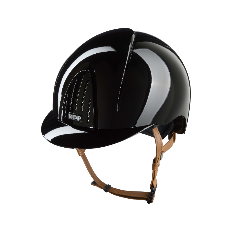 KEP - Casque d'équitation Smart Nova Metal Polish black visière standard jugulaire beige