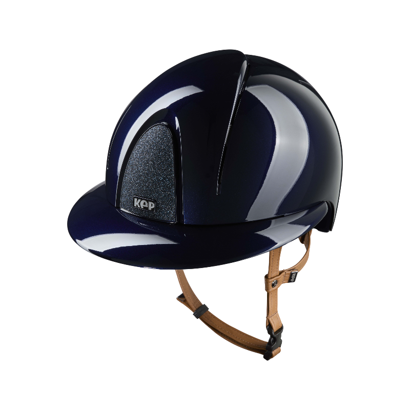 KEP - Casque d'équitation Smart Nova Metal Polish blue Star blue visière polo jugulaire beige | - Ohlala