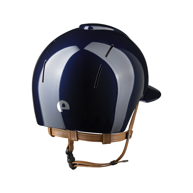 KEP - Casque d'équitation Smart Nova Metal Polish blue visière polo jugulaire beige