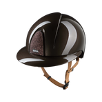 KEP - Casque d'équitation Smart Nova Metal Polish marron Star marron visière polo jugulaire beige | - Ohlala
