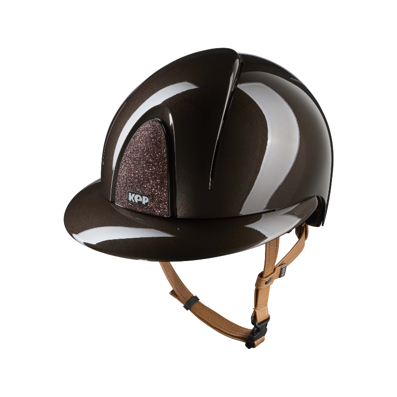 KEP - Casque d'équitation Smart Nova Metal Polish marron Star marron visière polo jugulaire beige | - Ohlala