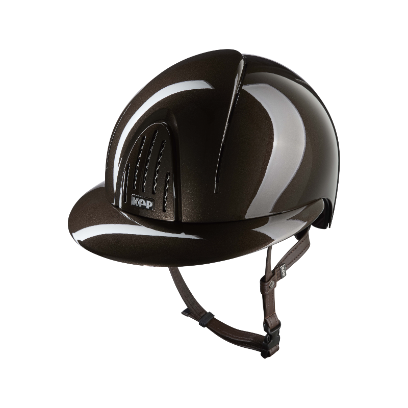 KEP - Casque d'équitation Smart Nova Metal Polish marron visière polo | - Ohlala