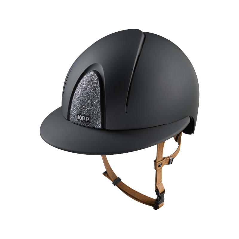 KEP - Casque d'équitation Smart Nova Textile black Star silver visière polo jugulaire beige | - Ohlala