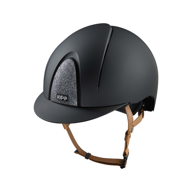 KEP - Casque d'équitation Smart Nova Textile black Star silver visière standard jugulaire beige | - Ohlala