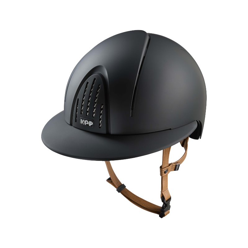KEP - Casque d'équitation Smart Nova Textile black visière polo jugulaire beige | - Ohlala