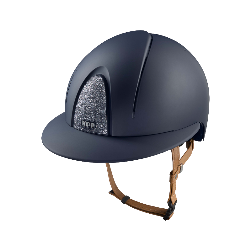 KEP - Casque d'équitation Smart Nova Textile blue Star silver visière polo jugulaire beige | - Ohlala