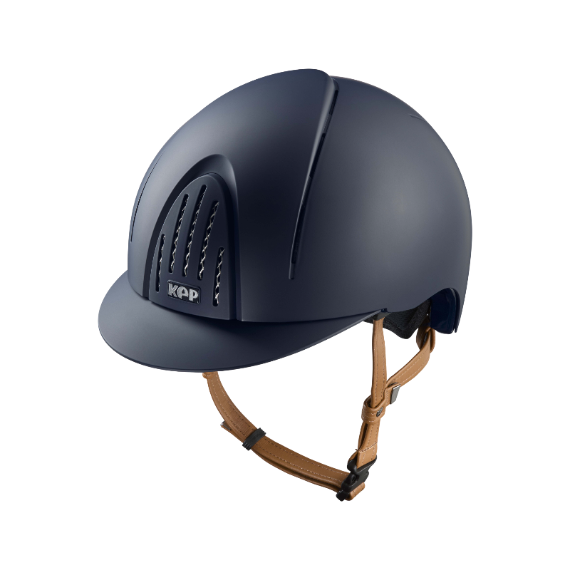 KEP - Casque d'équitation Smart Nova Textile blue visière standard jugulaire beige | - Ohlala