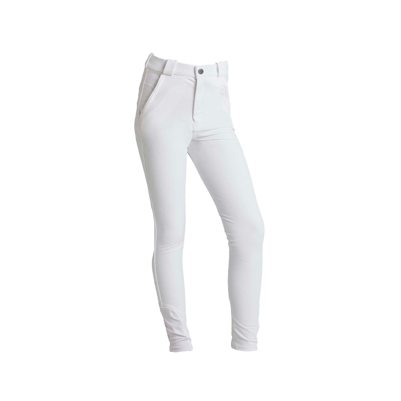 Pantalon de concours junior Kids Easy basanes silicone HKM Blanc - Sud Pantalon de concours junior Kids Easy basanes silicone HKM Blanc - Sud