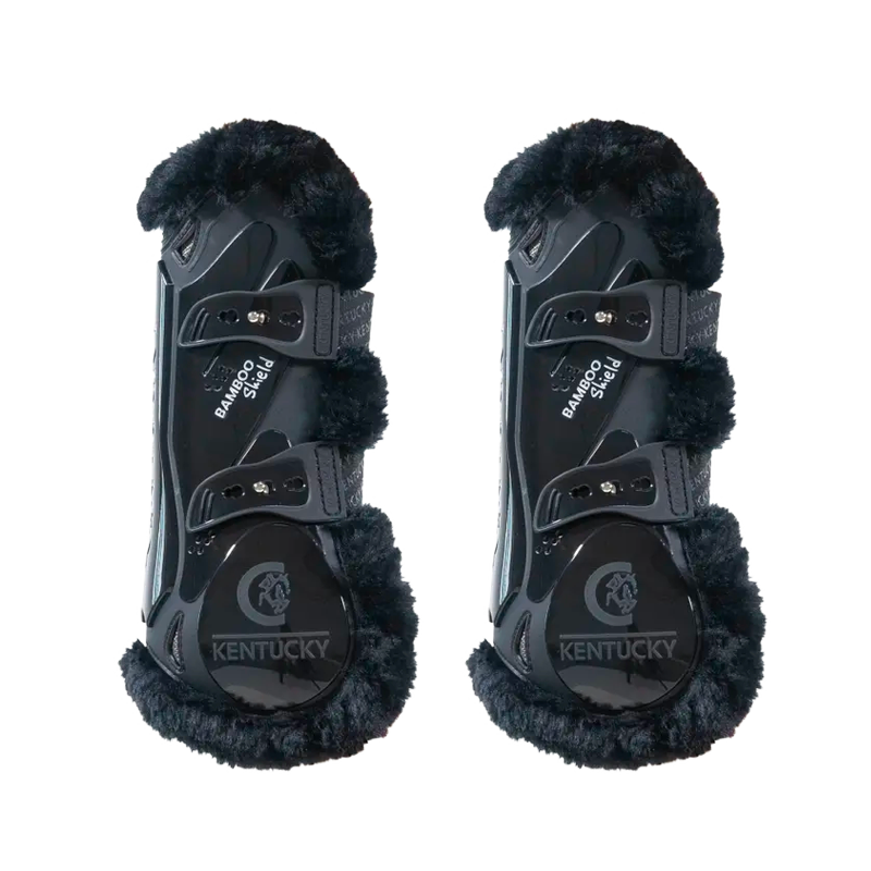 Kentucky Horsewear - Guêtres ouvertes mouton noir vegan Bamboo Elastique noir x2 | - Ohlala