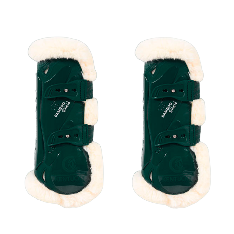 Kentucky Horsewear - Guêtres ouvertes mouton vegan Bamboo Elastic vert foncé x2 | - Ohlala
