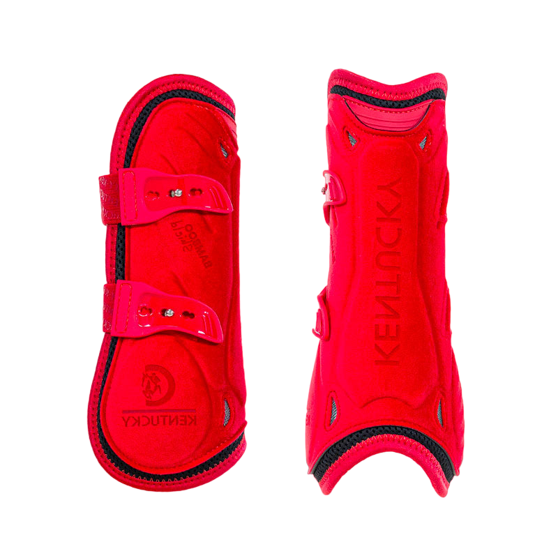 Kentucky Horsewear - Guêtres ouvertes Bamboo Elastic Velvet rouge | - Ohlala