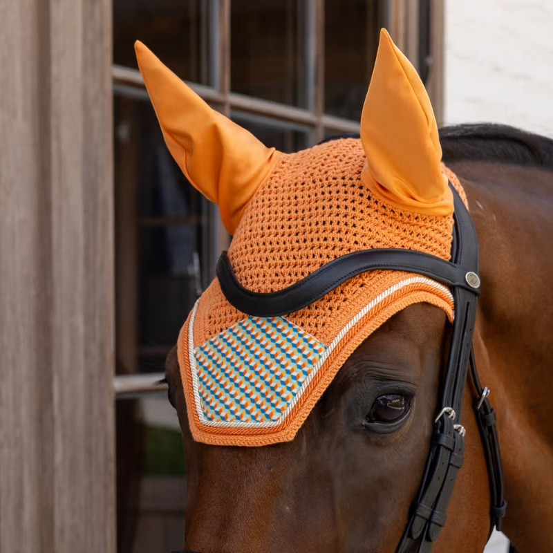 Kentucky Horsewear - Bonnet pour chevaux Wellington Velvet Printing cubes colorfull