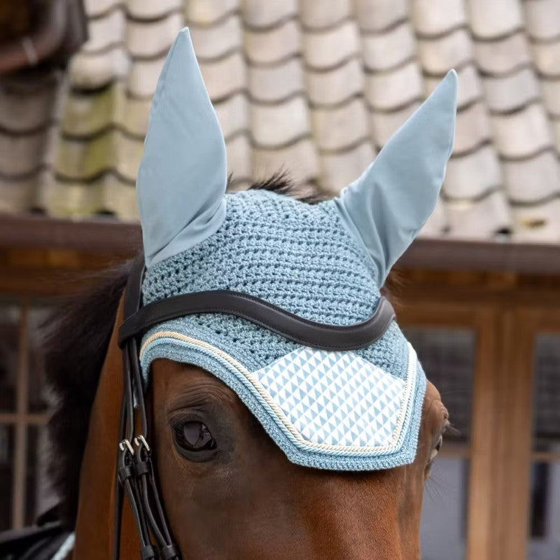 Kentucky Horsewear - Bonnet pour chevaux Wellington Velvet Printing flags light blue