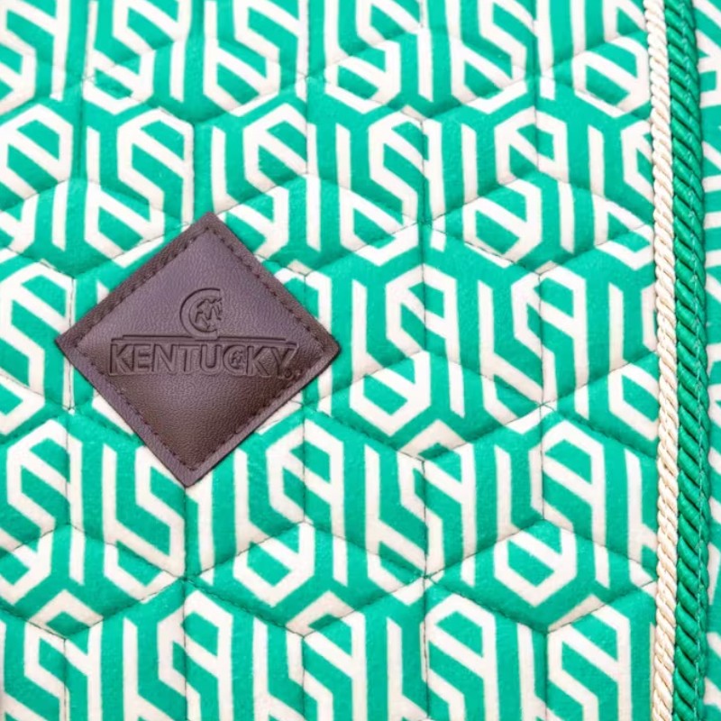 Kentucky Horsewear - Tapis de dressage Velvet Printing maze cipher vert/ blanc