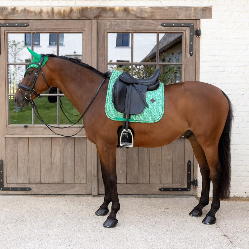 Kentucky Horsewear - Tapis de dressage Velvet Printing maze cipher vert/ blanc