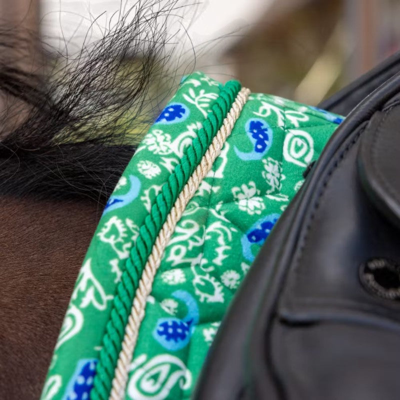 Kentucky Horsewear - Tapis de dressage Velvet Printing paisley garden vert/ marine