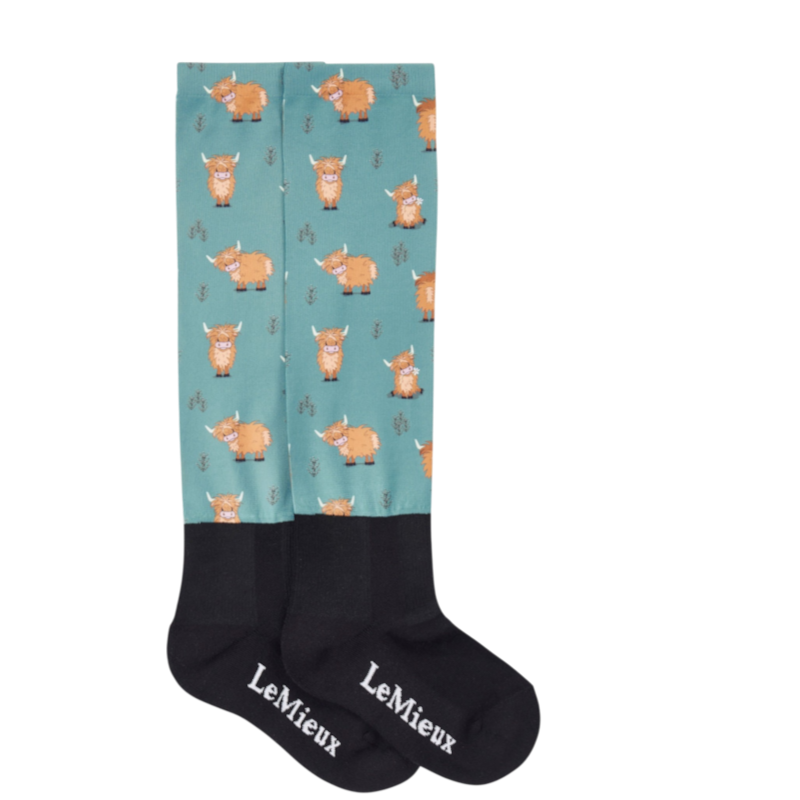 LeMieux - Chaussettes d'équitation Footsie highland cow/ aloe