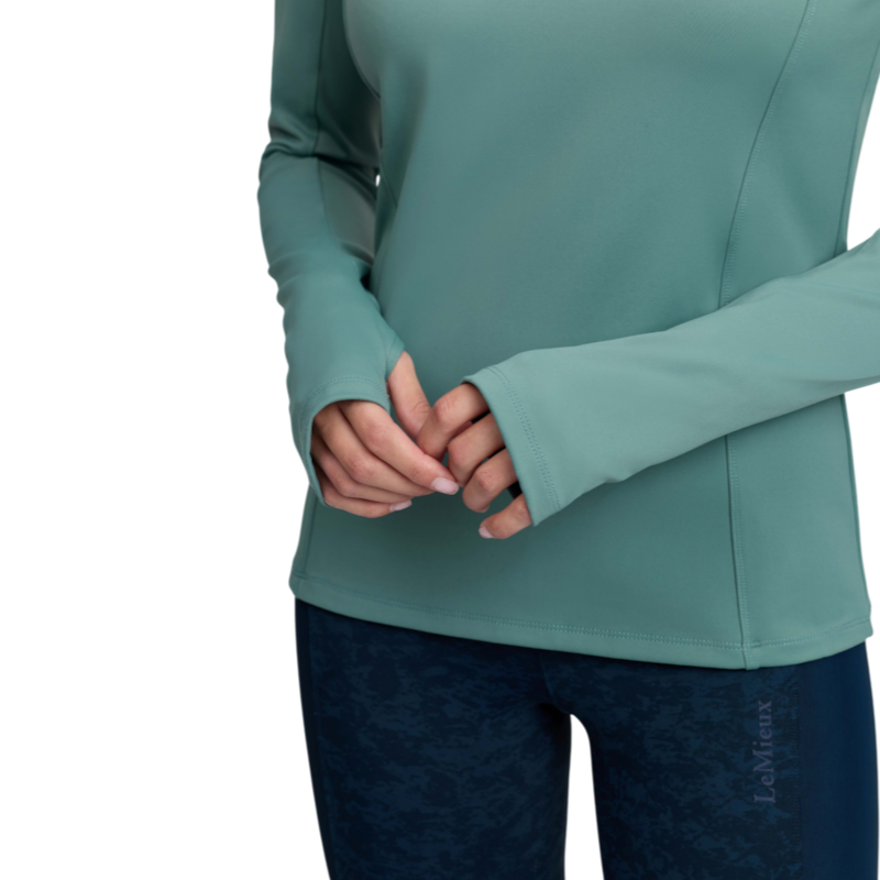 LeMieux - T-shirt technique à capuche manches longues femme Heidi aloe