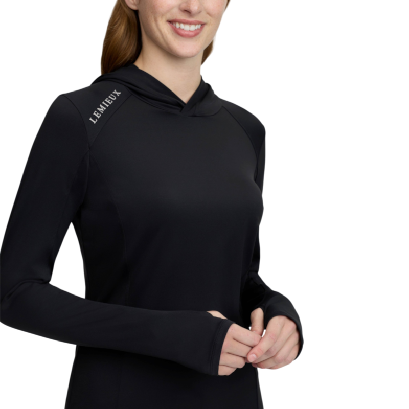 LeMieux - T-shirt technique à capuche manches longues femme Heidi noir