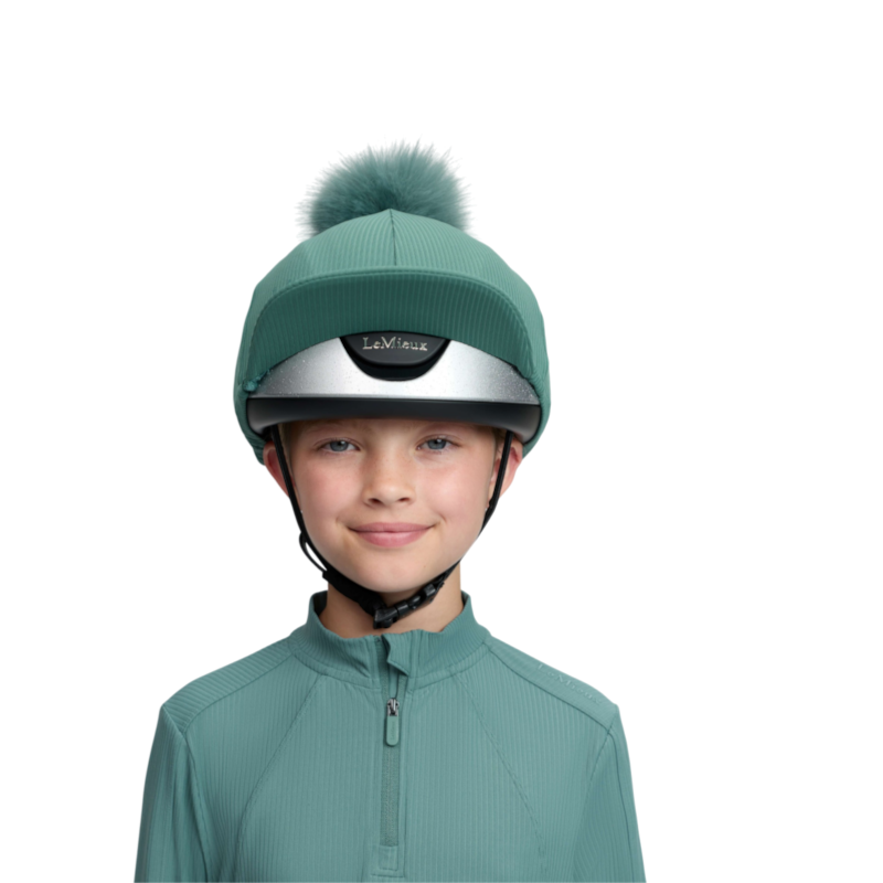 LeMieux - Toque de casque à pompon amovible Ribbed aloe