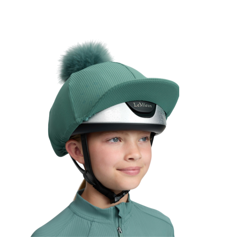 LeMieux - Toque de casque à pompon amovible Ribbed aloe