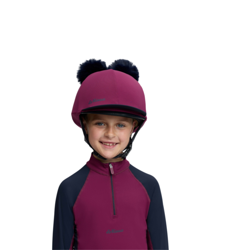 LeMieux - Toque de casque enfant Mini doubles pompons blackberry