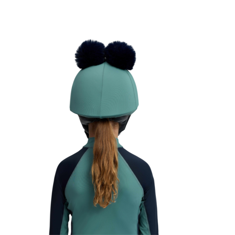 LeMieux - Toque de casque enfant Mini doubles pompons marine/ aloe