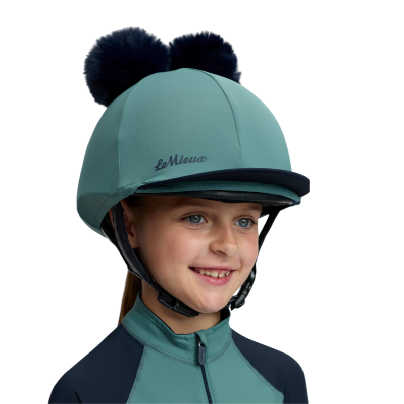 LeMieux - Toque de casque enfant Mini doubles pompons marine/ aloe