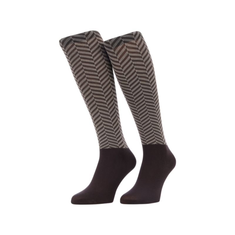 LeMieux - Chaussettes d’équitation Heritage Footsie Herringbone cocoa