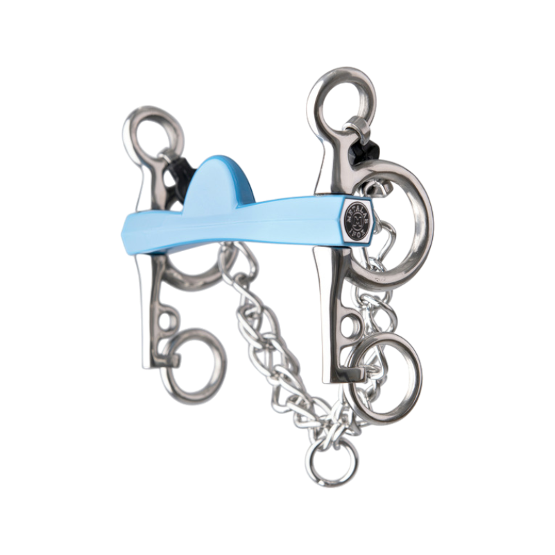 Metalab - Mors pelham Flexi droit demi-lune branches courtes bleu | - Ohlala