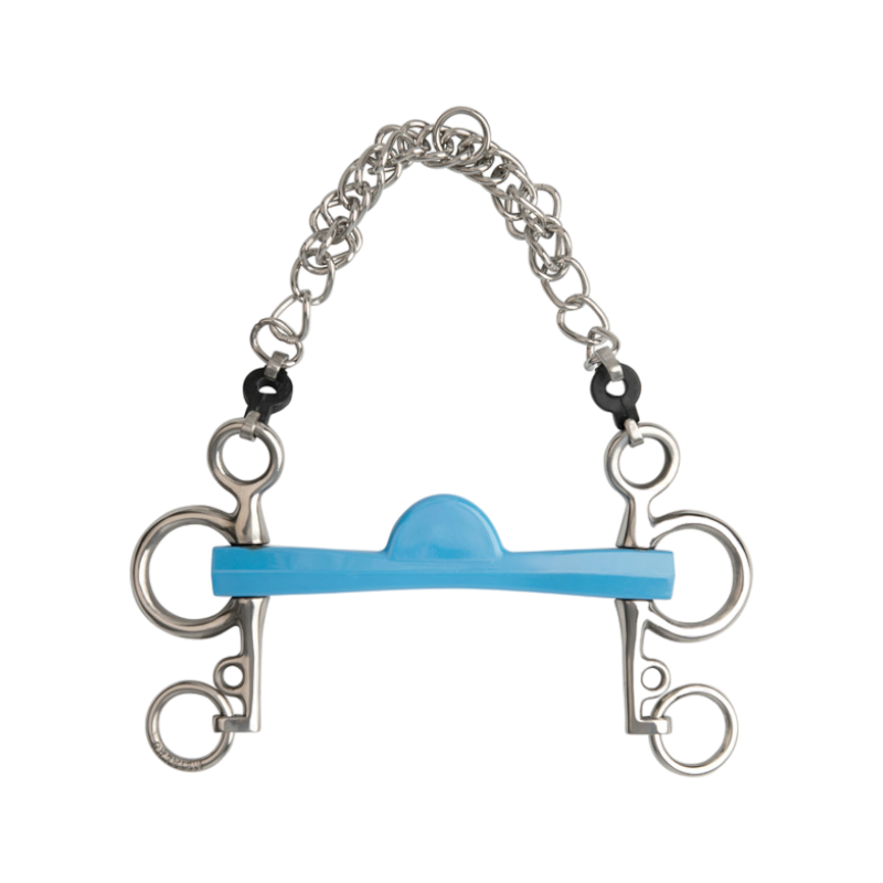 Metalab - Mors pelham Flexi droit demi-lune branches courtes bleu | - Ohlala