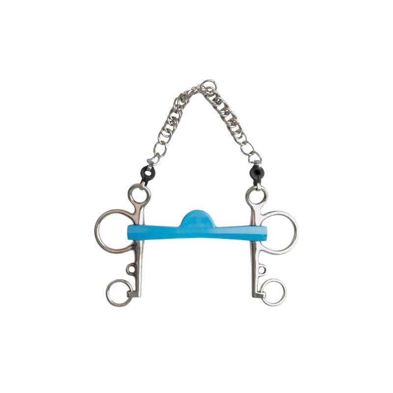 Metalab - Mors Pelham Flexi droit demi-lune branches longues bleu | - Ohlala